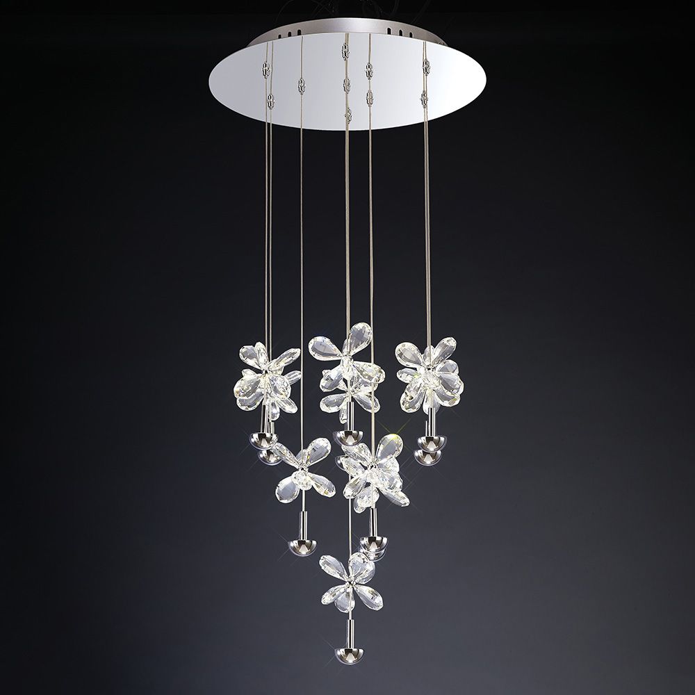 Diyas Aviva 10 Light Pendant Light in Polished Chrome with Crystal