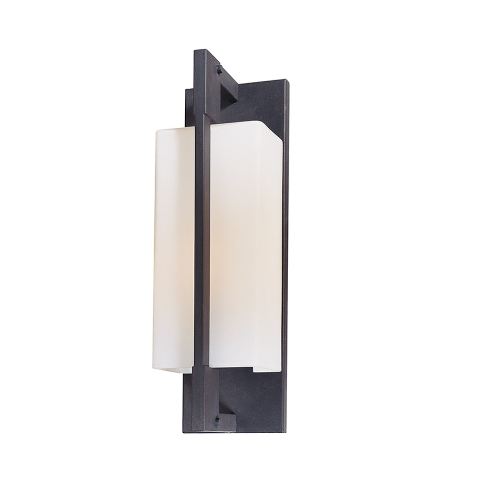 Troy Blade Medium Wall Light in Forged Iron with Opal Shade
