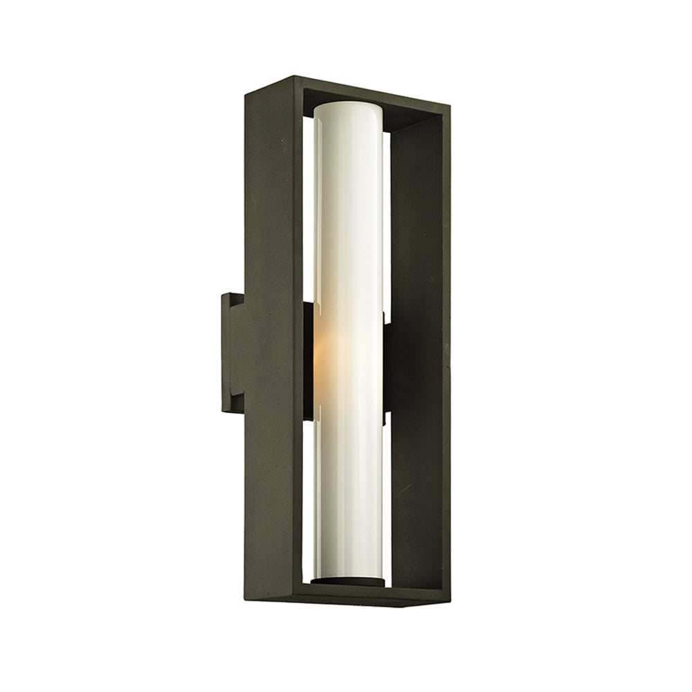 Troy Mondrian Wall Light in Textured Bronze with Opal Shade