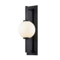 Troy Darwin Wall Light in Textured Black with White Opal Shade