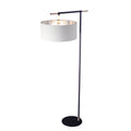 Elstead Balance 1 Light Floor Lamp in Black with Polished Nickel with White Shade