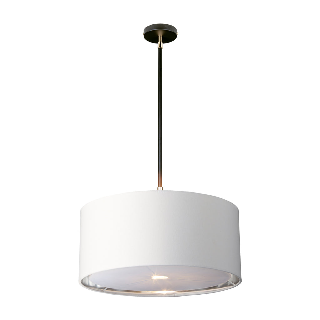 Elstead Balance 1 Light Pendant Light in Black with Polished Nickel Accents and White Shade