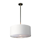Elstead Balance 1 Light Pendant Light in Black with Polished Nickel Accents and White Shade
