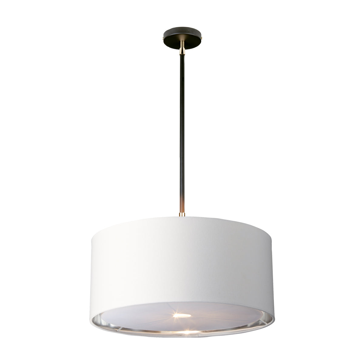 Elstead Balance 1 Light Pendant Light in Black with Polished Nickel Accents and White Shade