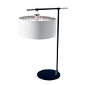 Elstead Balance Table Lamp in Black with Polished Nickel Accents and White Shade