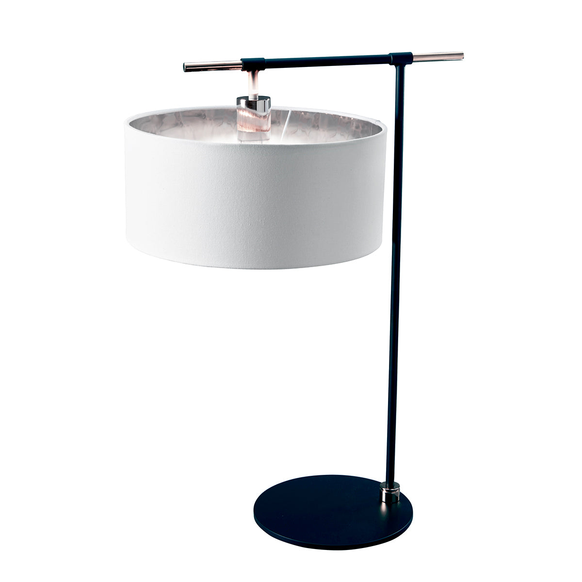 Elstead Balance Table Lamp in Black with Polished Nickel Accents and White Shade