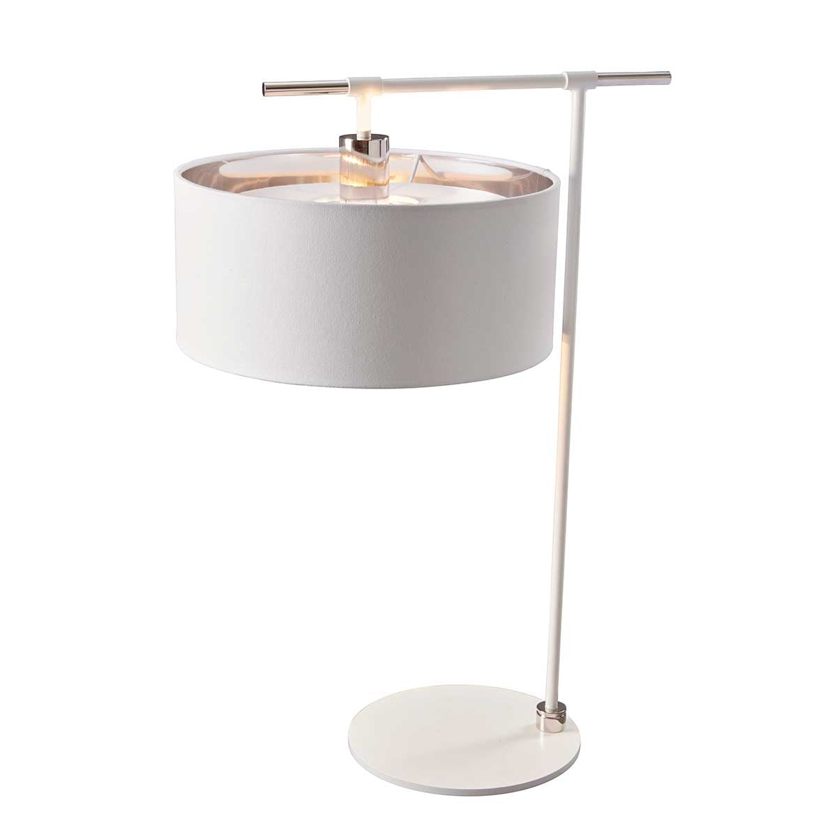 Elstead Balance Table Lamp in Polished Nickel with White Shade