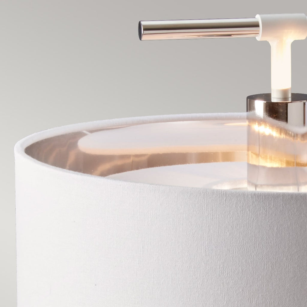 Elstead Balance Table Lamp in Polished Nickel with White Shade
