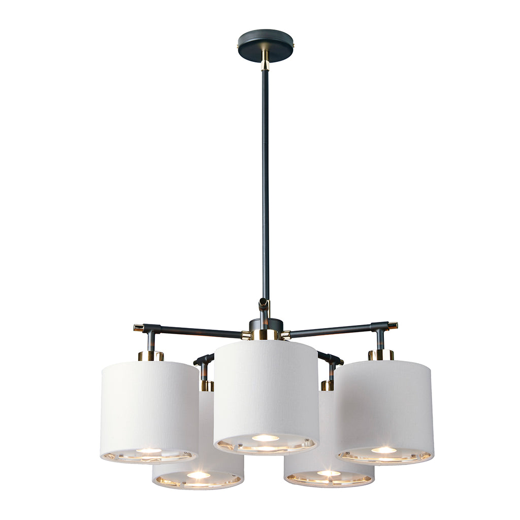 Elstead Balance 5 Light Chandelier in Black with White Shades