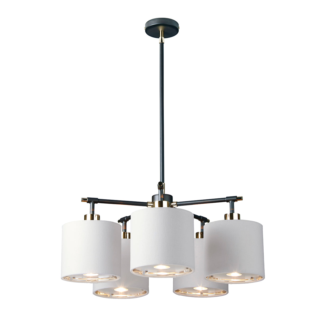 Elstead Balance 5 Light Chandelier in Black with White Shades