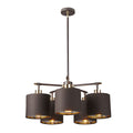 Elstead Balance 5 Light Chandelier in Brown and Polished Brass with Brown Shade