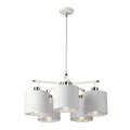 Elstead Balance 5 Light Pendant Light in White and Polished Nickel with White Shade