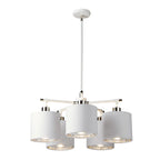 Elstead Balance 5 Light Pendant Light in White and Polished Nickel with White Shade