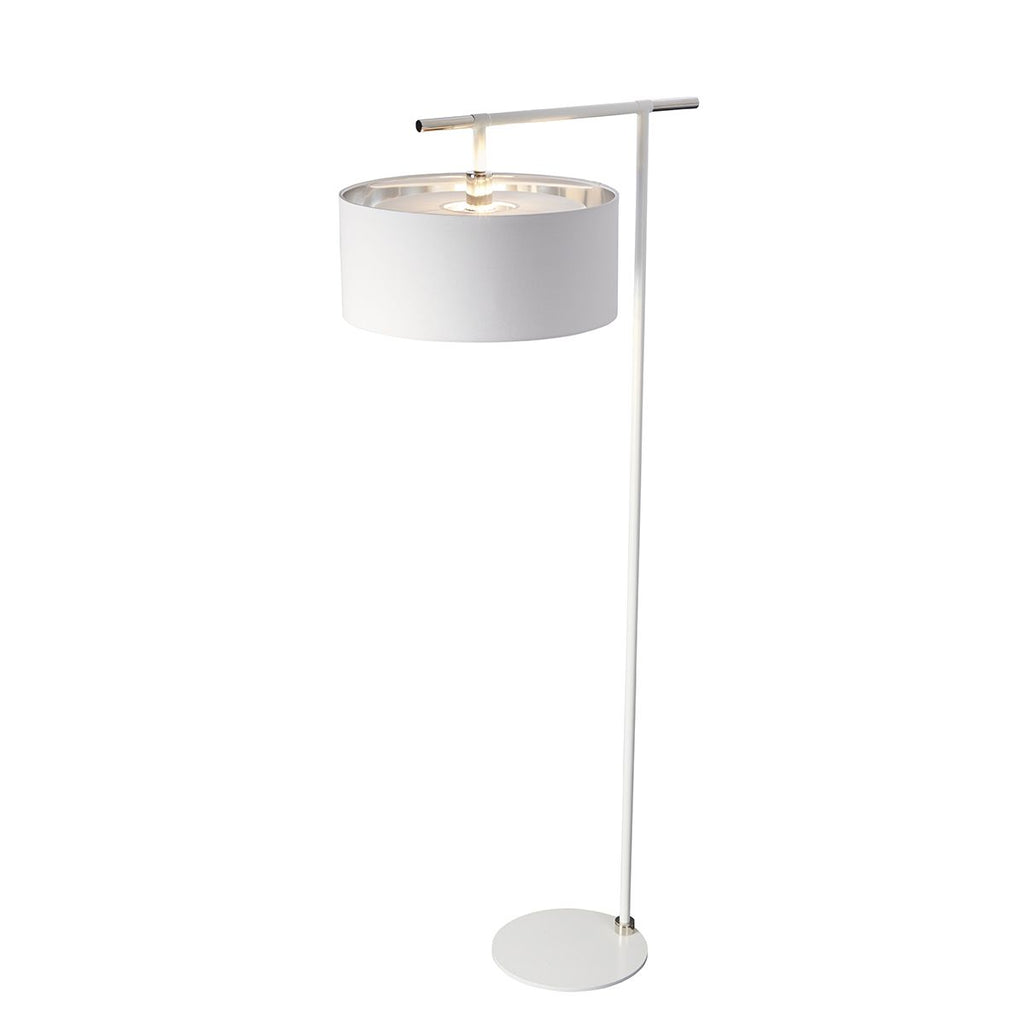 Elstead Balance Floor Lamp in Polished Nickel with White Shade