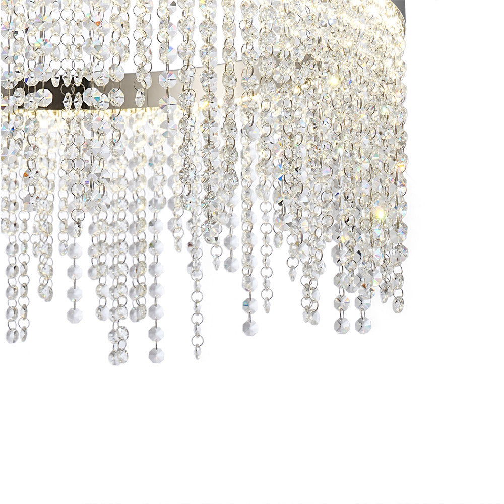 Diyas Bano Round Pendant Light in Polished Chrome with Crystal