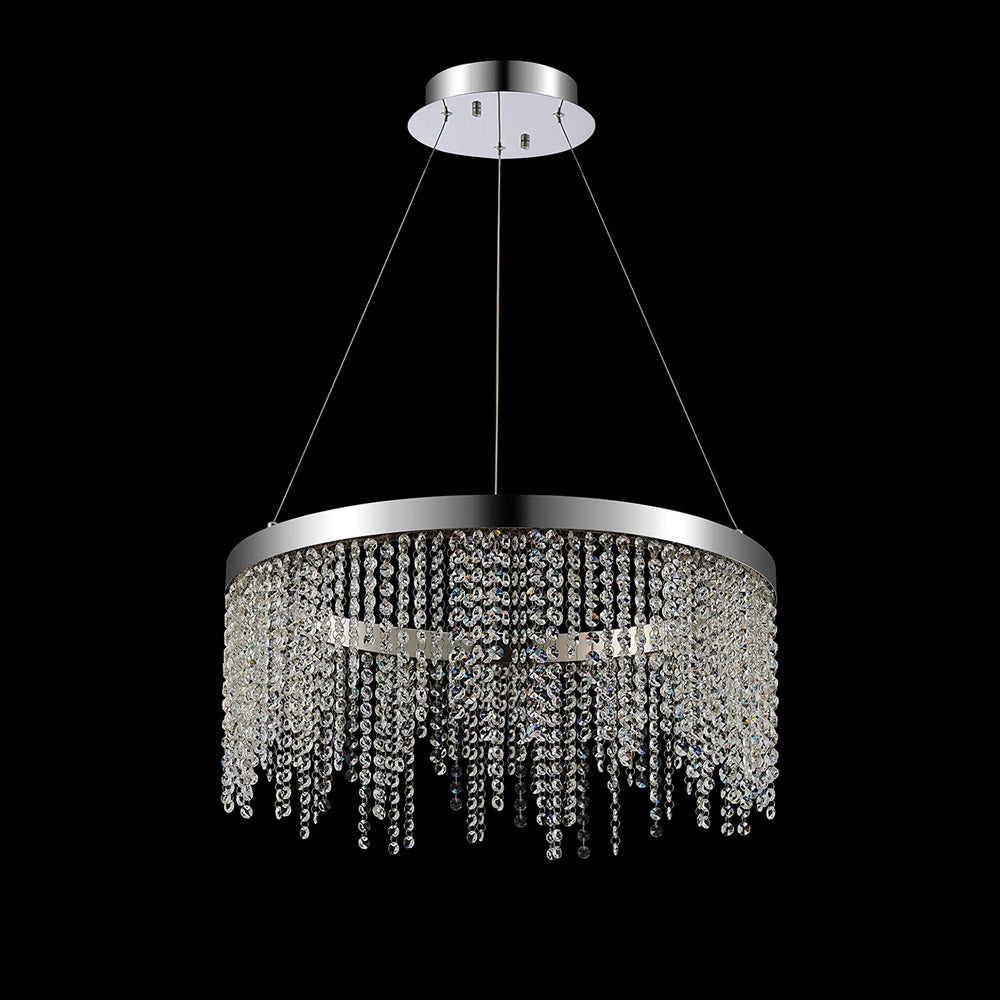 Diyas Bano Round Pendant Light in Polished Chrome with Crystal