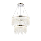 Diyas Bano 2 Tier Round Pendant Light in Polished Chrome with Crystal