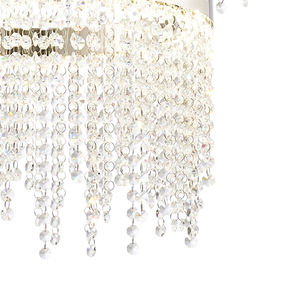 Diyas Bano 2 Tier Round Pendant Light in Polished Chrome with Crystal