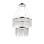 Diyas Bano 2 Tier Round Pendant Light in Polished Chrome with Crystal