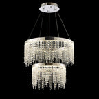 Diyas Bano 2 Tier Round Pendant Light in Polished Chrome with Crystal