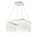 Diyas Bano Square Pendant Light in Polished Chrome with Crystal