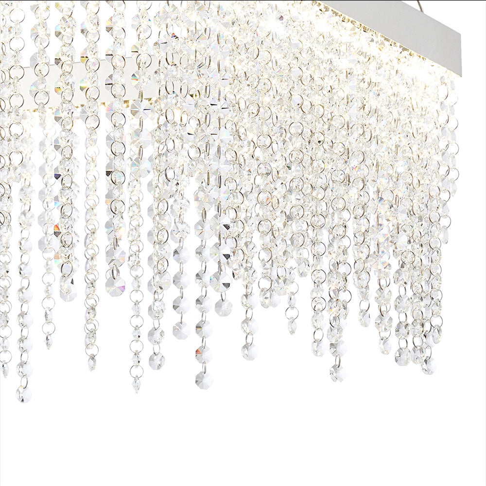 Diyas Bano Square Pendant Light in Polished Chrome with Crystal