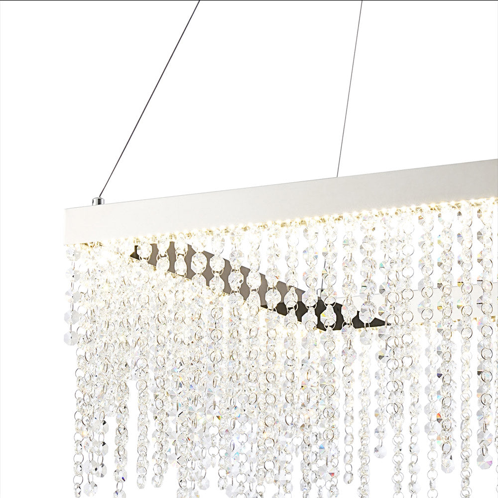 Diyas Bano Square Pendant Light in Polished Chrome with Crystal