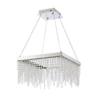 Diyas Bano Square Pendant Light in Polished Chrome with Crystal