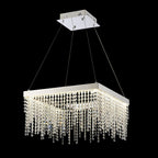 Diyas Bano Square Pendant Light in Polished Chrome with Crystal
