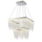 Diyas Bano 2 Tier Square Pendant Light in Polished Chrome with Crystal