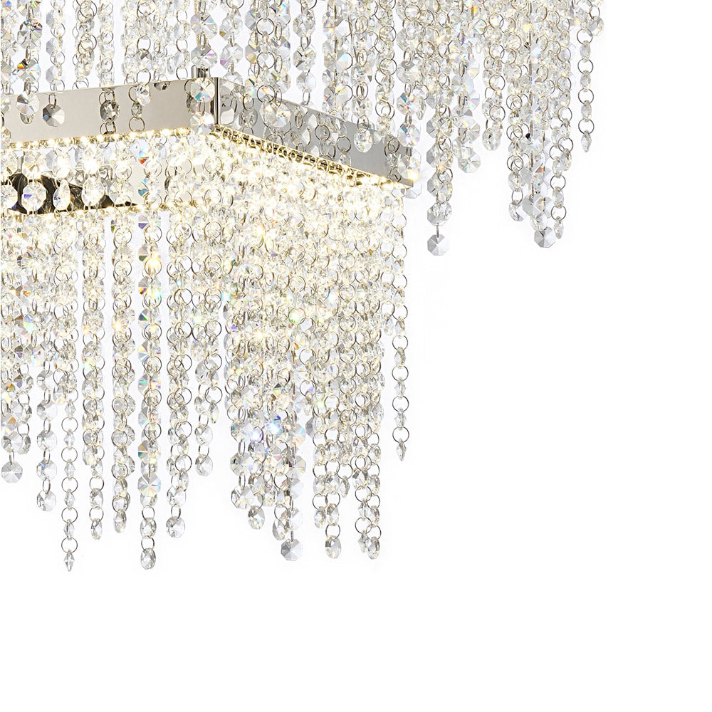 Diyas Bano 2 Tier Square Pendant Light in Polished Chrome with Crystal