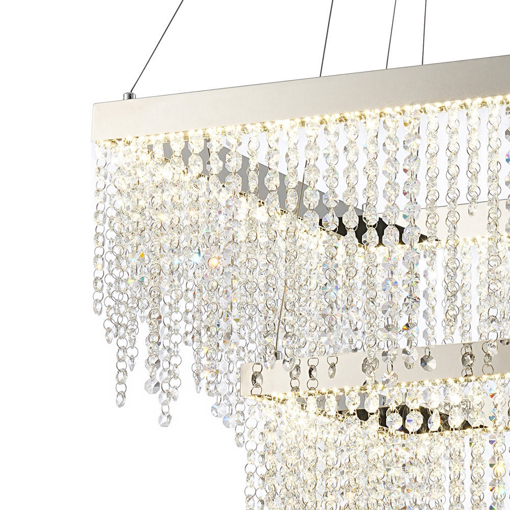 Diyas Bano 2 Tier Square Pendant Light in Polished Chrome with Crystal