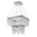 Diyas Bano 2 Tier Square Pendant Light in Polished Chrome with Crystal