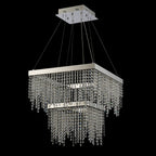 Diyas Bano 2 Tier Square Pendant Light in Polished Chrome with Crystal