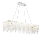 Diyas Bano Rectangular Pendant Light in Polished Chrome with Crystal