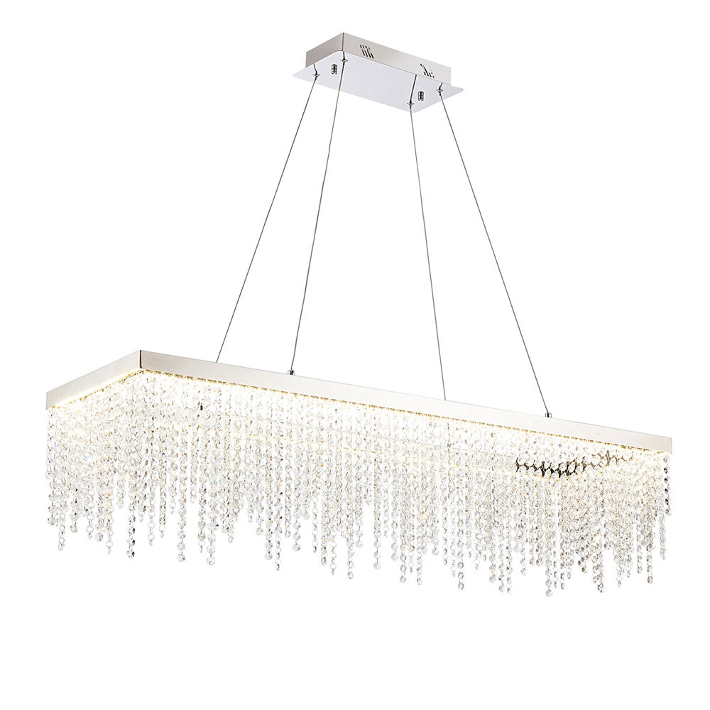 Diyas Bano Rectangular Pendant Light in Polished Chrome with Crystal