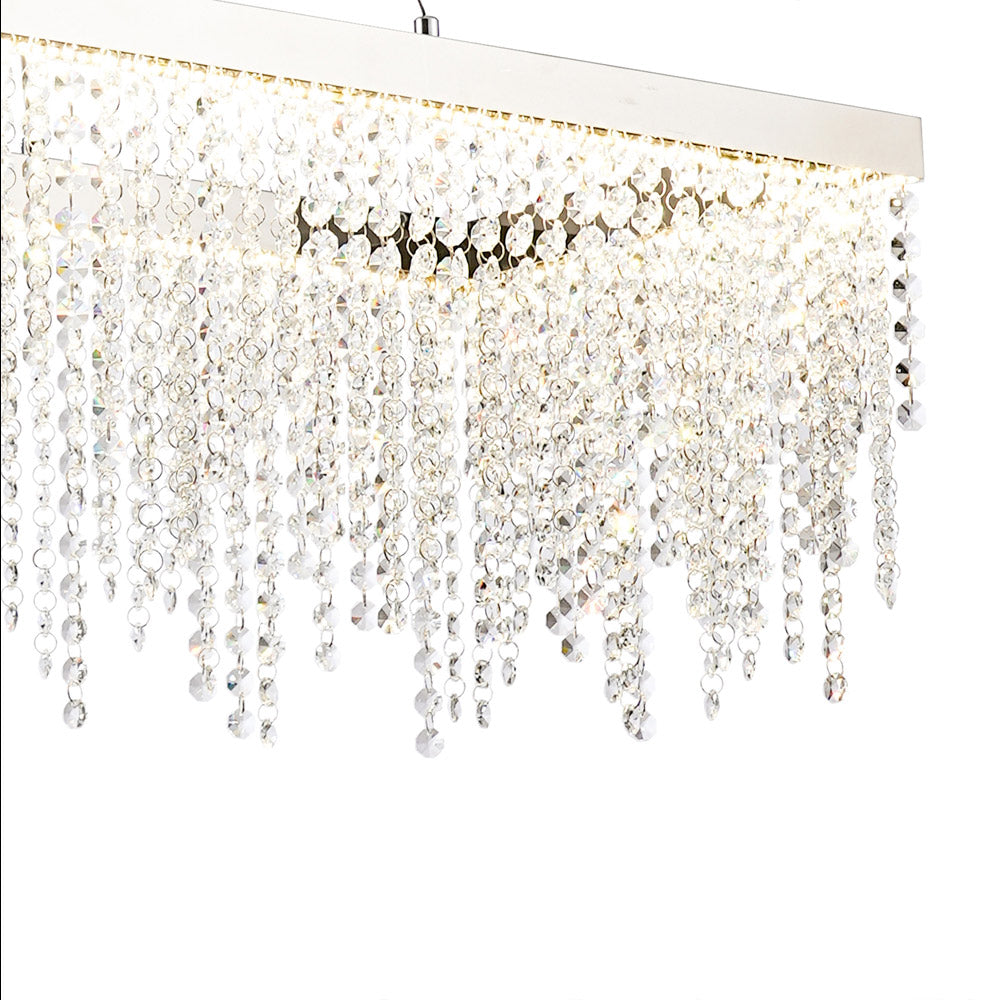 Diyas Bano Rectangular Pendant Light in Polished Chrome with Crystal