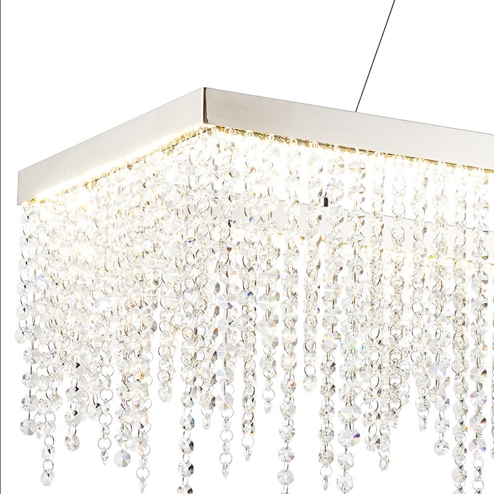 Diyas Bano Rectangular Pendant Light in Polished Chrome with Crystal