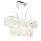 Diyas Bano 2 Tier Rectangular Pendant Light in Polished Chrome with Crystal