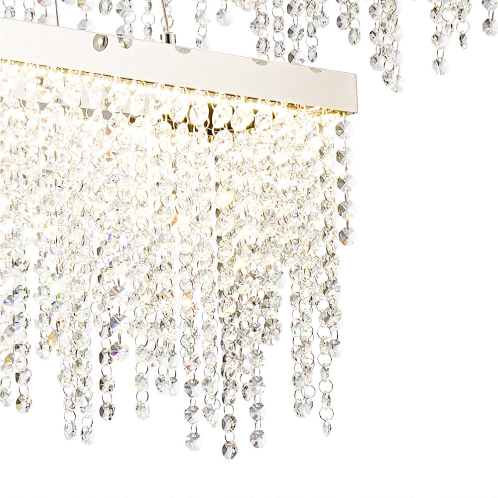 Diyas Bano 2 Tier Rectangular Pendant Light in Polished Chrome with Crystal