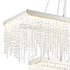 Diyas Bano 2 Tier Rectangular Pendant Light in Polished Chrome with Crystal