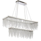 Diyas Bano 2 Tier Rectangular Pendant Light in Polished Chrome with Crystal