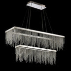Diyas Bano 2 Tier Rectangular Pendant Light in Polished Chrome with Crystal