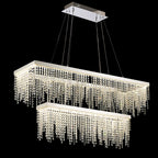 Diyas Bano 2 Tier Rectangular Pendant Light in Polished Chrome with Crystal