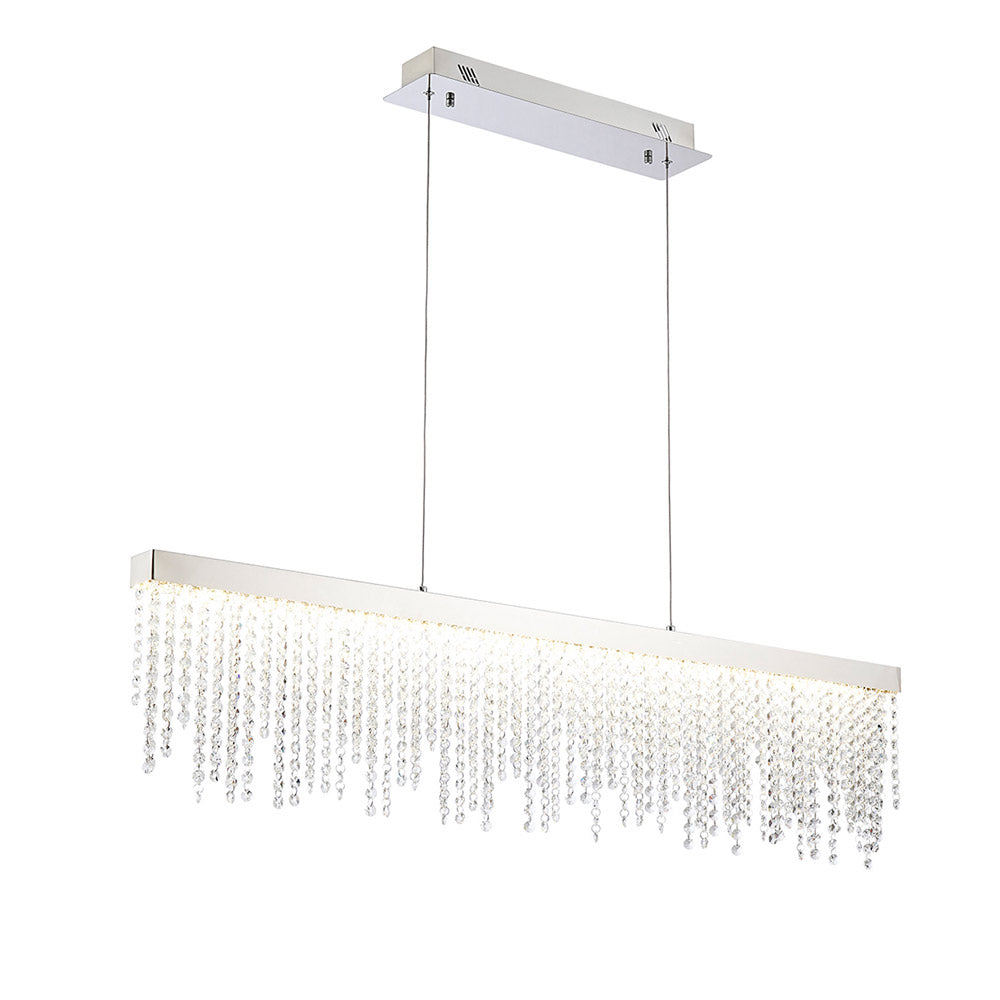 Diyas Bano Linear Pendant Light in Polished Chrome with Crystal
