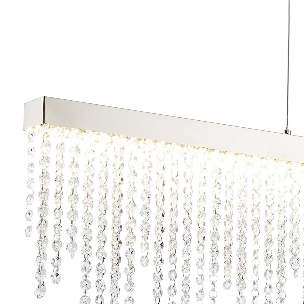 Diyas Bano Linear Pendant Light in Polished Chrome with Crystal