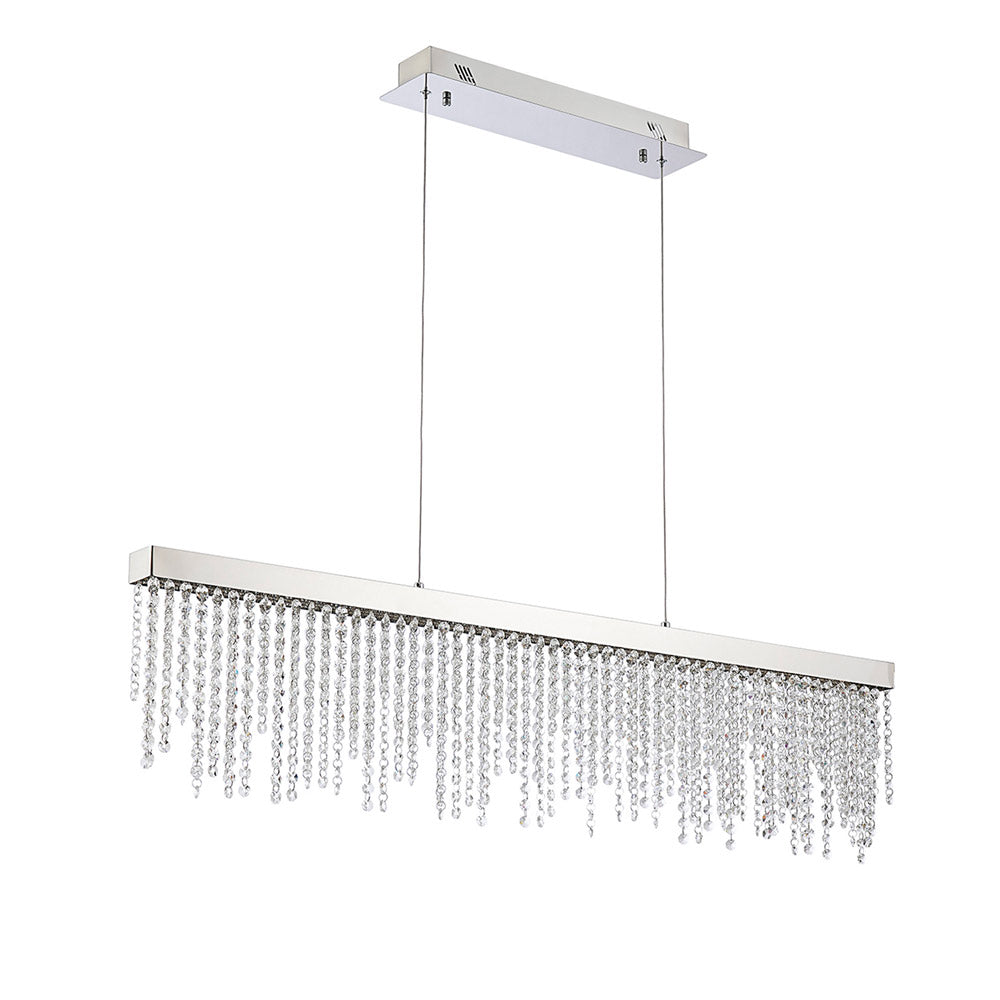 Diyas Bano Linear Pendant Light in Polished Chrome with Crystal
