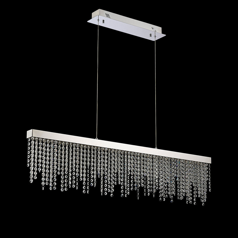 Diyas Bano Linear Pendant Light in Polished Chrome with Crystal