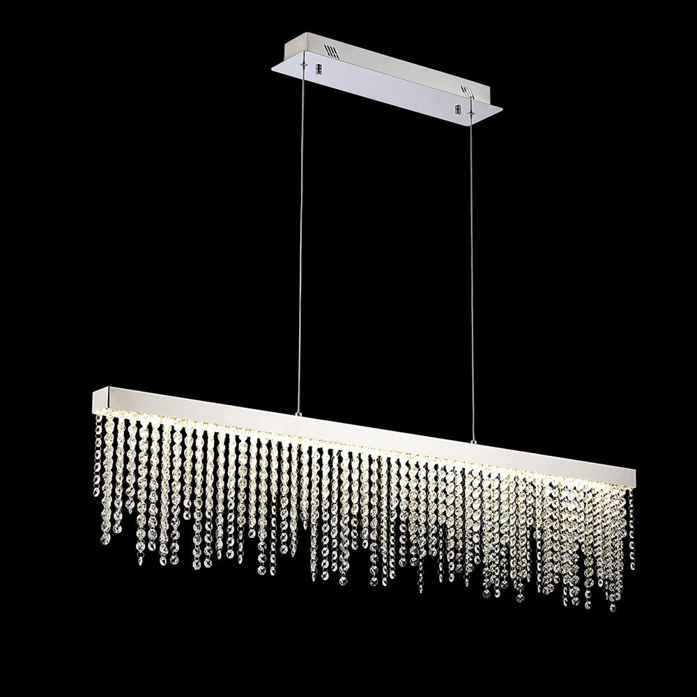 Diyas Bano Linear Pendant Light in Polished Chrome with Crystal