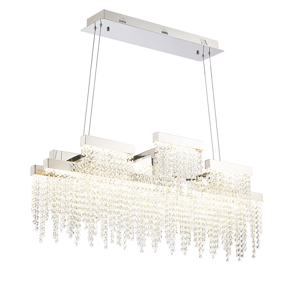 Diyas Bano 3 Light Linear Pendant Light in Polished Chrome with Crystal